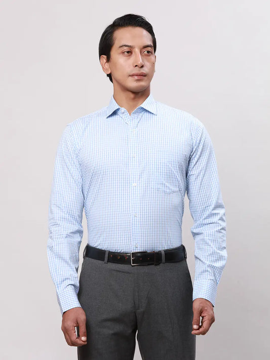 Park Avenue Men Blue Structure Slim Fit Cotton Shirts