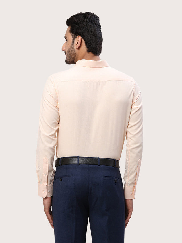 Park Avenue Men Orange Self Design Slim Fit Full Sleeve Semi Cut Away Collar Shirt