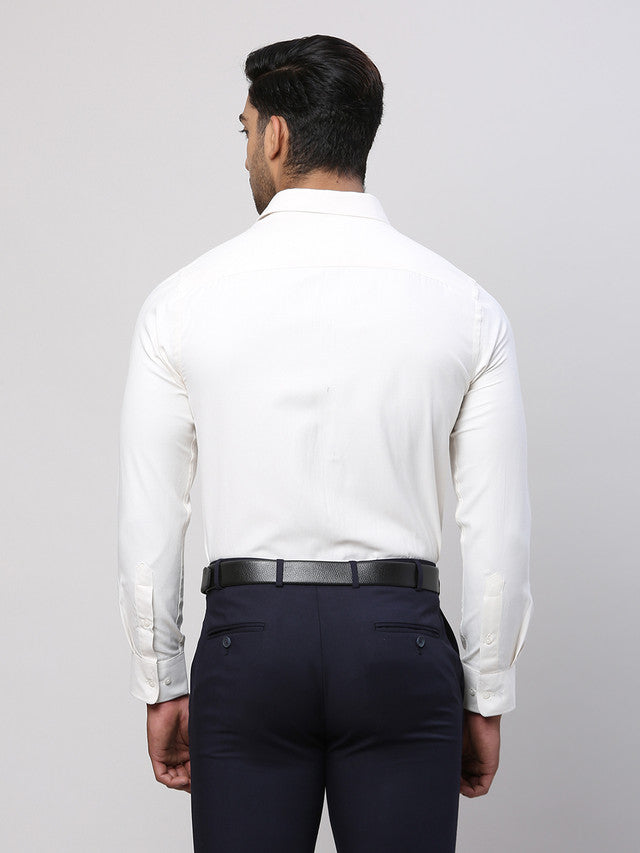 Park Avenue White Structure Slim Fit Cotton Blend Formal Shirt