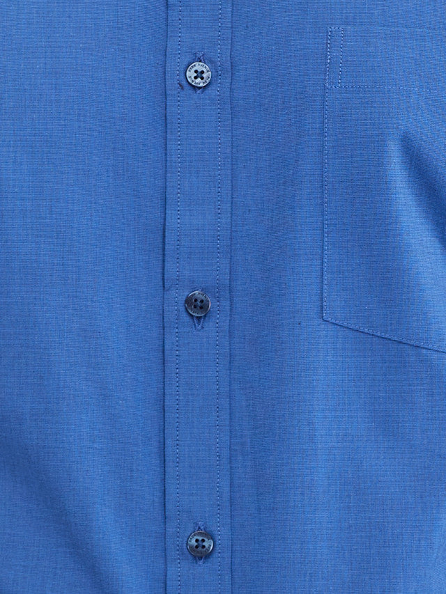Park Avenue Blue Structure Slim Fit Full Sleeve Cotton Shirt