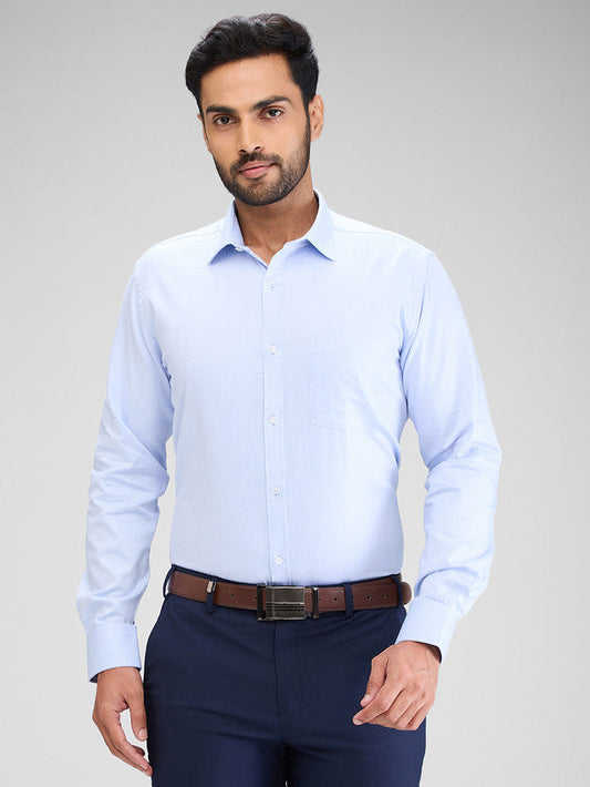 Park Avenue Blue Structure Slim Fit Cotton Formal Shirt