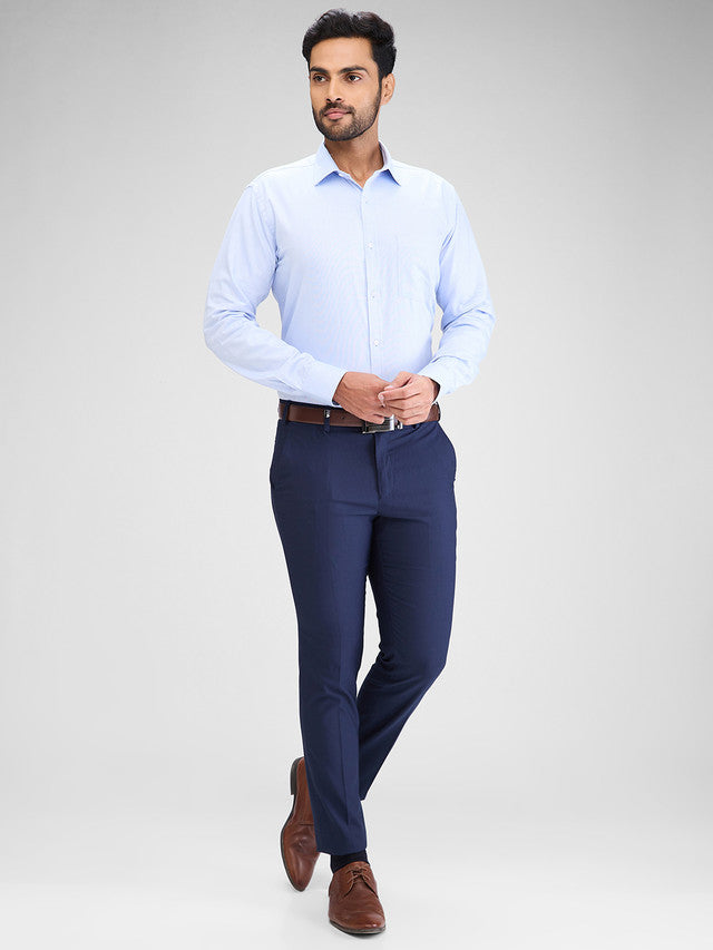 Park Avenue Blue Structure Slim Fit Cotton Formal Shirt