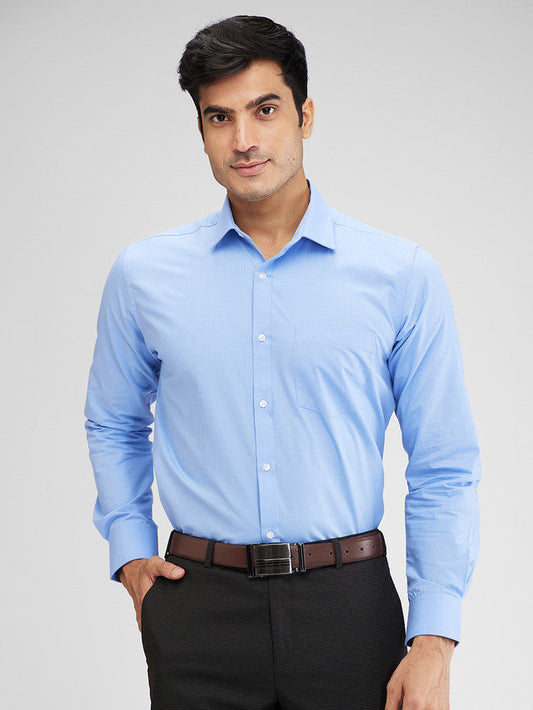 Park Avenue Blue Structure Slim Fit Cotton Formal Shirt
