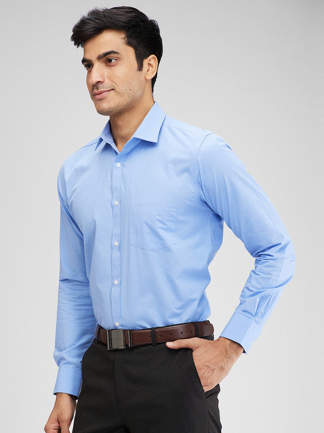 Park Avenue Blue Structure Slim Fit Cotton Formal Shirt