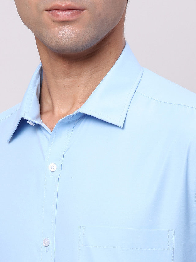 Park Avenue Blue Solid Slim Fit Polyester Blend Formal Shirt
