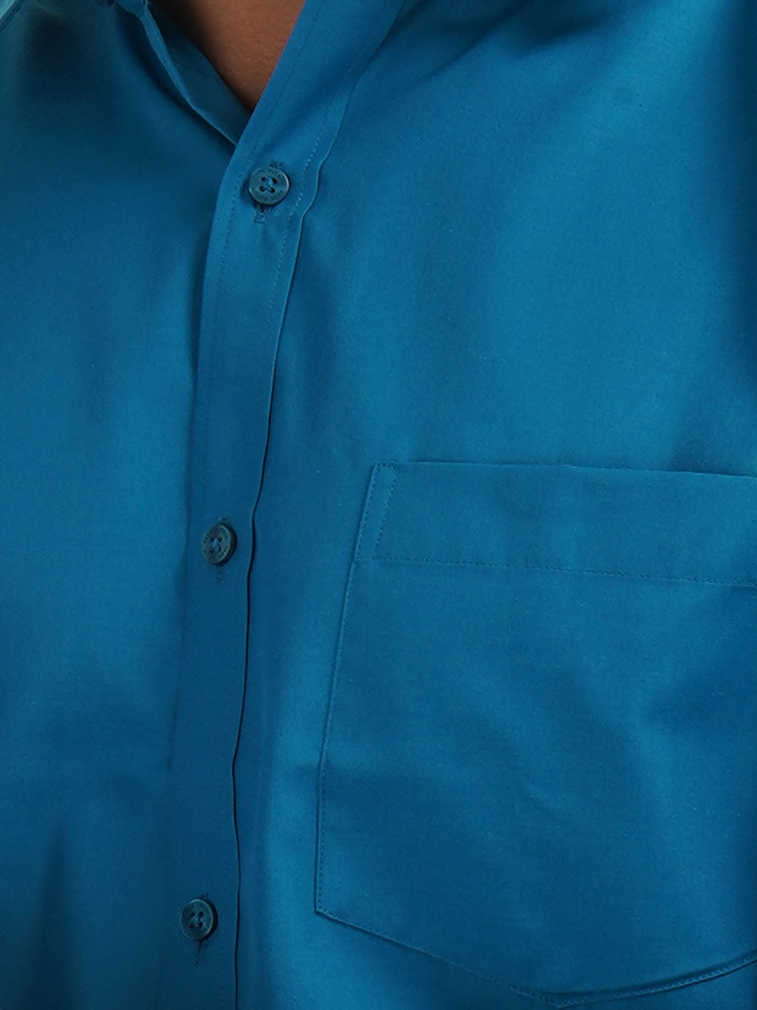 Park Avenue Blue Solid Slim Fit Polyester Blend Formal Shirt