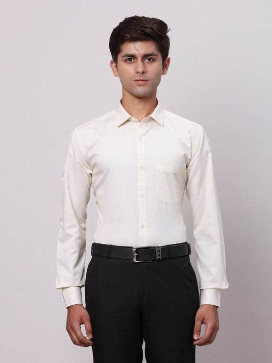 Park Avenue Yellow Structure Slim Fit Cotton Blend Formal Shirt