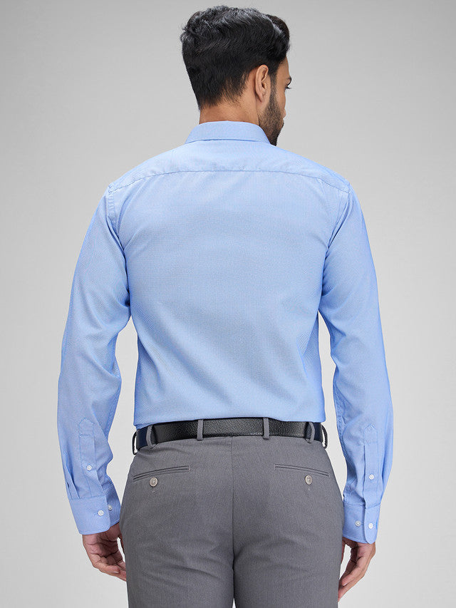 Park Avenue Blue Structure Slim Fit Full Sleeve Cotton Blend Shirt