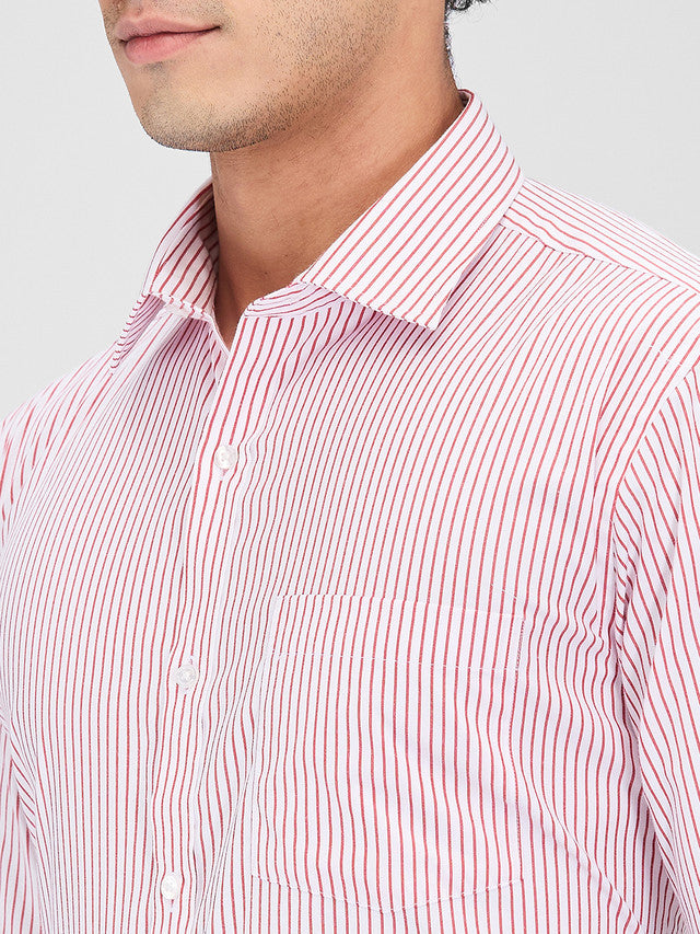 Park Avenue Red Stripe Slim Fit Cotton Blend Formal Shirt