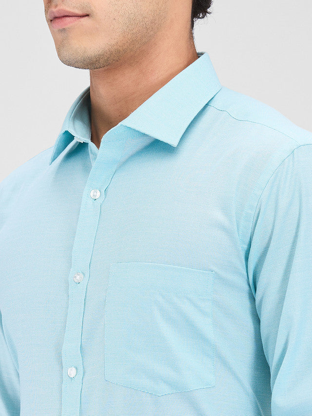 Park Avenue Blue Structure Slim Fit Cotton Blend Formal Shirt