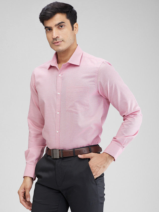 Park Avenue Pink Structure Slim Fit Full Sleeve Cotton Blend Shirt