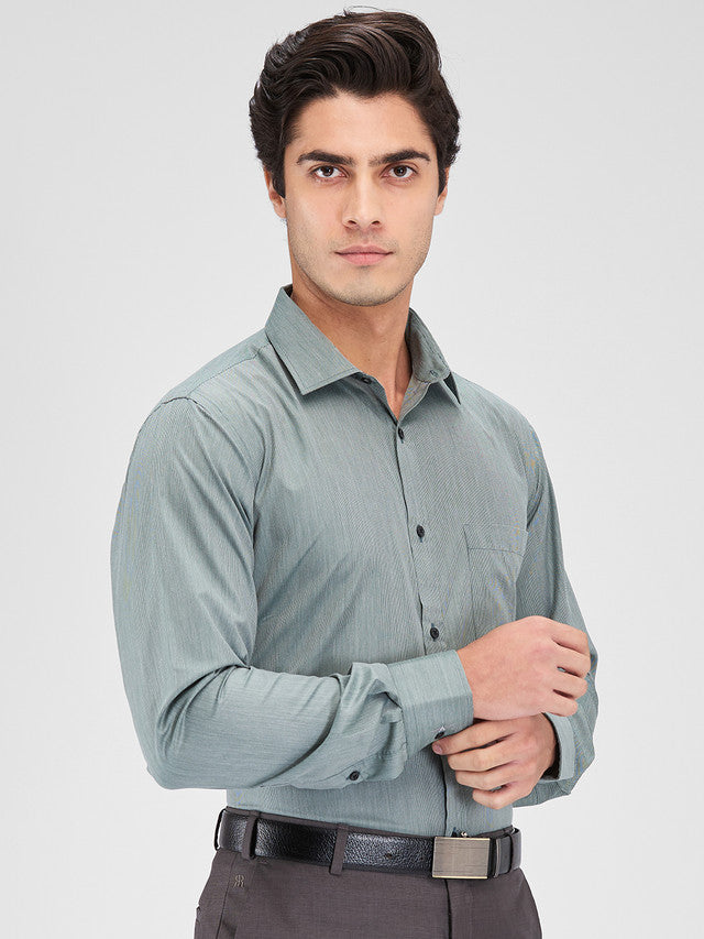 Park Avenue Grey Stripe Slim Fit Cotton Blend Formal Shirt