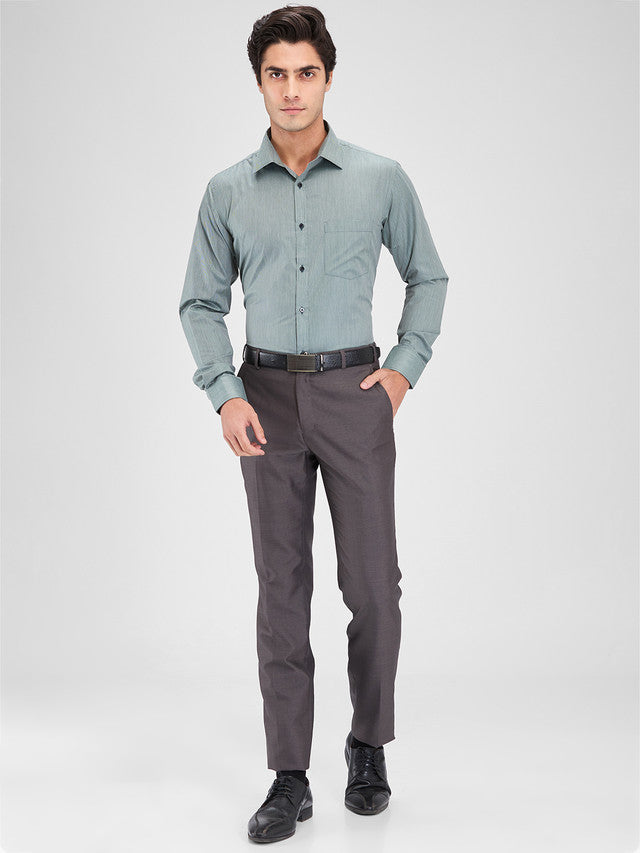 Park Avenue Grey Stripe Slim Fit Cotton Blend Formal Shirt