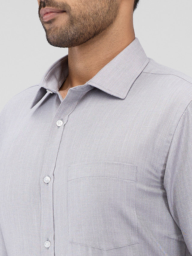 Park Avenue Grey Structure Slim Fit Cotton Blend Formal Shirt