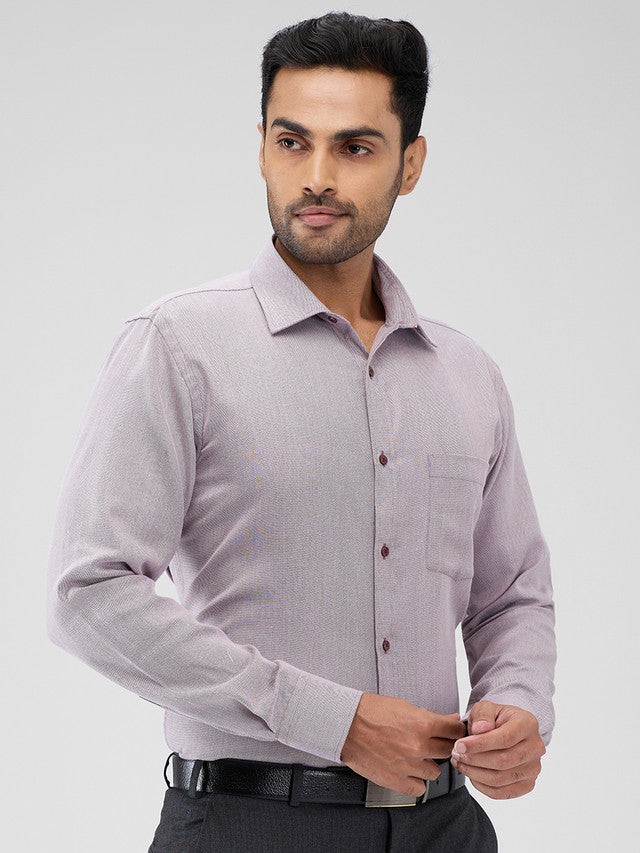 Park Avenue Maroon Structure Slim Fit Cotton Blend Formal Shirt