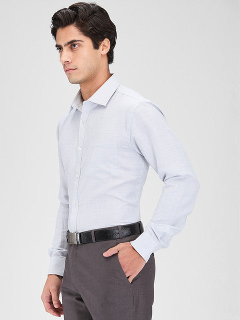 Park Avenue Men Grey Structure Slim Fit Cotton Blend Shirt
