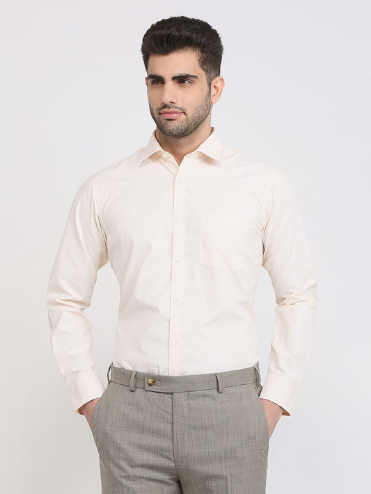 Park Avenue Men Brown Structure Slim Fit Polyester Blend Formal Shirt