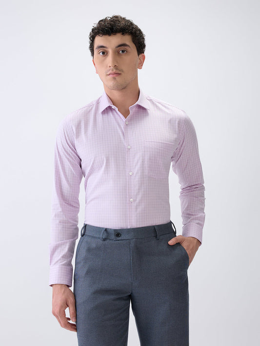 Park Avenue Men Purple Checks Slim Fit Cotton Formal Shirt