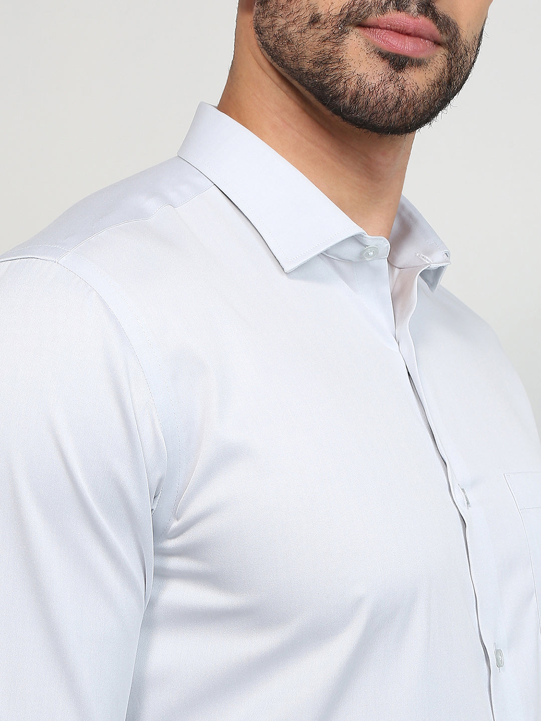 Park Avenue Men Grey Solid Slim Fit Cotton Full Sleeve Formal Shirt