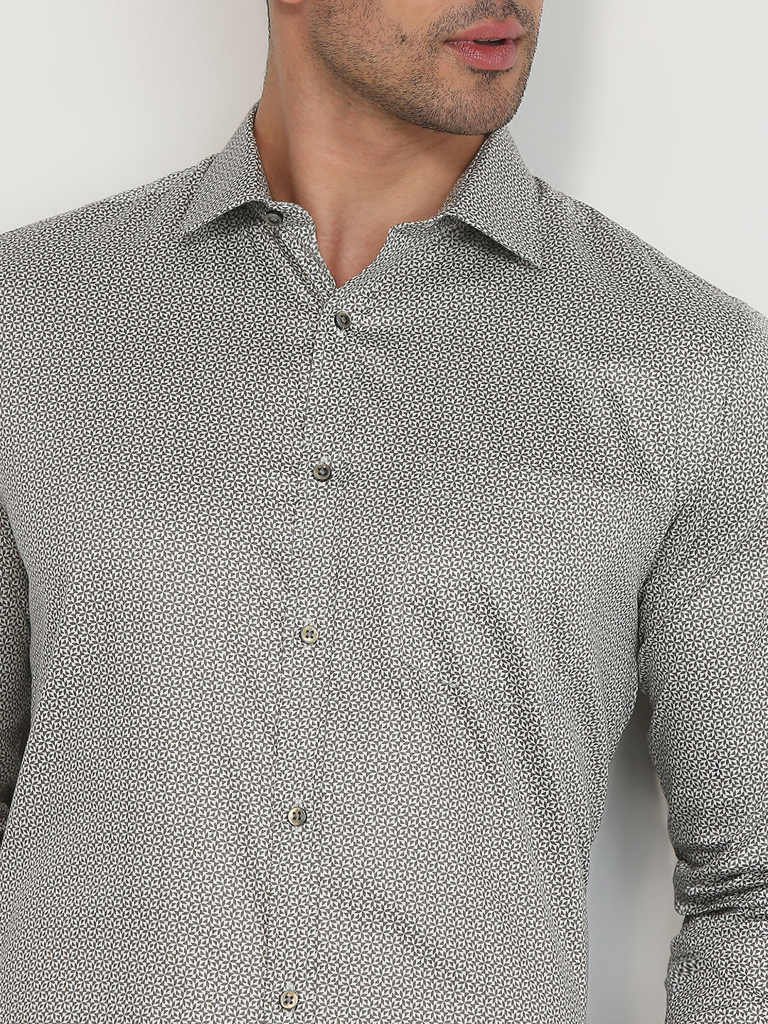 Park Avenue Men Brown Printed Slim Fit Cotton Formal Shirt