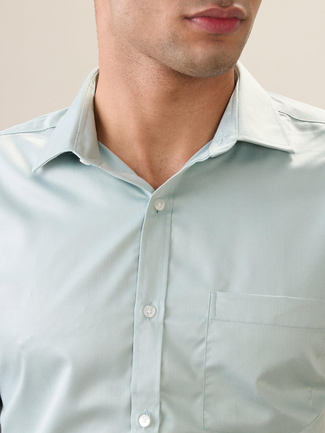 Park Avenue Men Blue Solid Slim Fit Cotton Blend Full Sleeve Formal Shirt