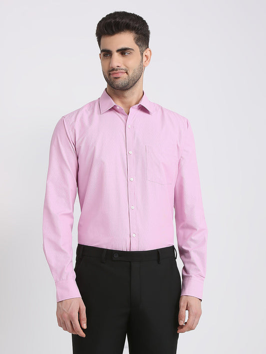 Park Avenue Men Pink Structure Slim Fit Cotton Blend Formal Shirt