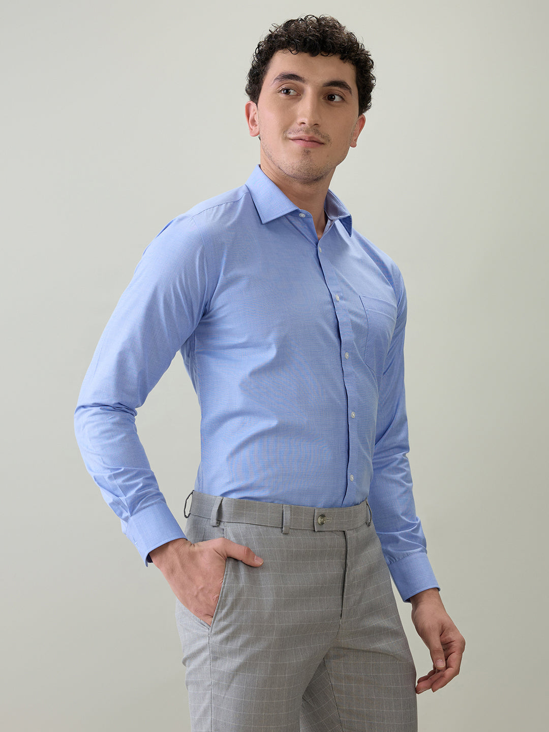 Park Avenue Men Blue Fil-A-Fil Slim Fit Cotton Blend Formal Shirt