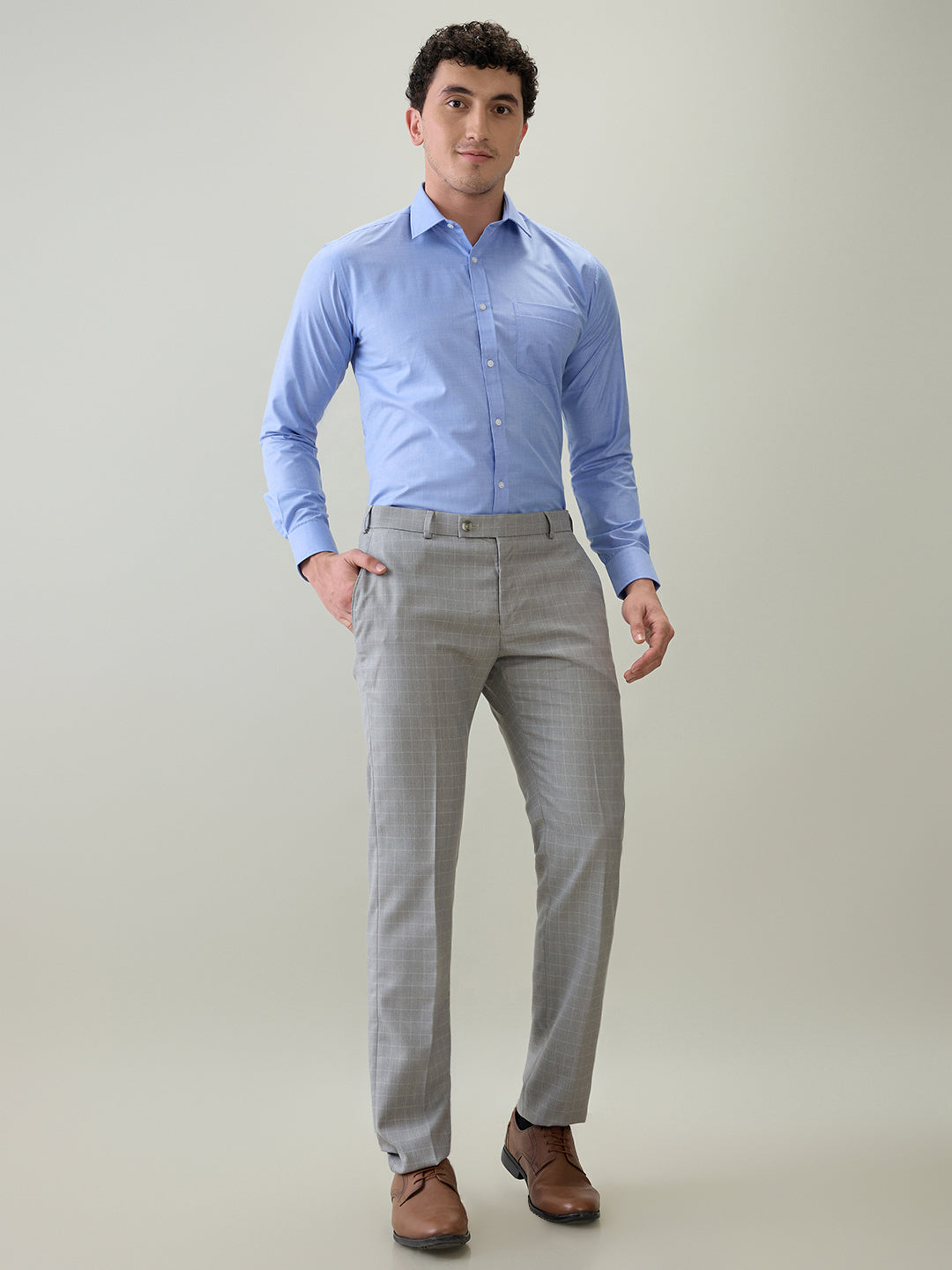 Park Avenue Men Blue Fil-A-Fil Slim Fit Cotton Blend Formal Shirt