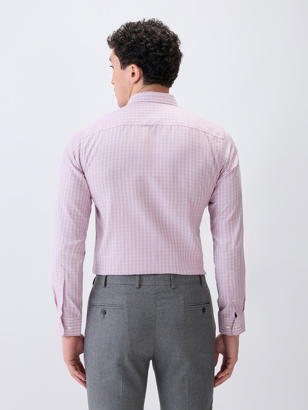 Park Avenue Men Pink Checks Slim Fit Cotton Blend Formal Shirt