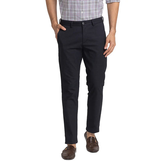 Men Black Neo Classic Fit Print Cotton Blend Trouser
