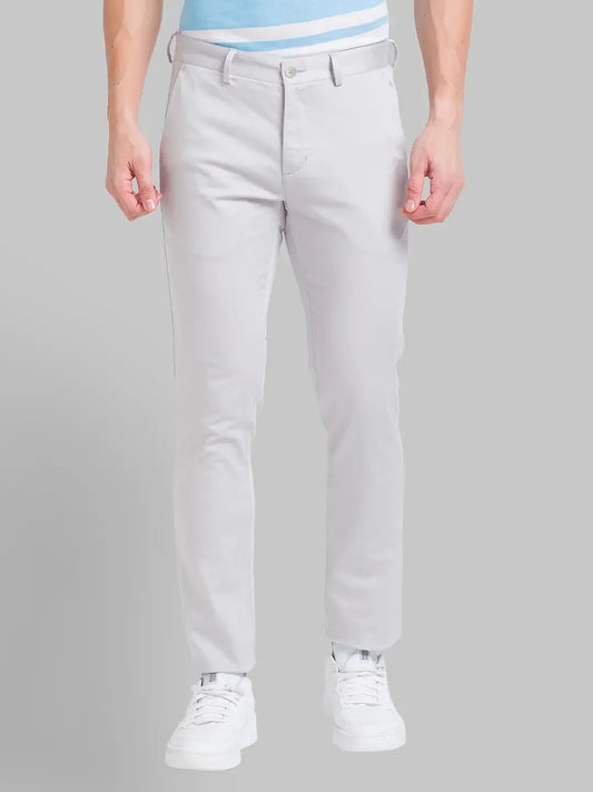 Park Avenue Men Grey Solid Neo Fit Cotton Blend Trouser