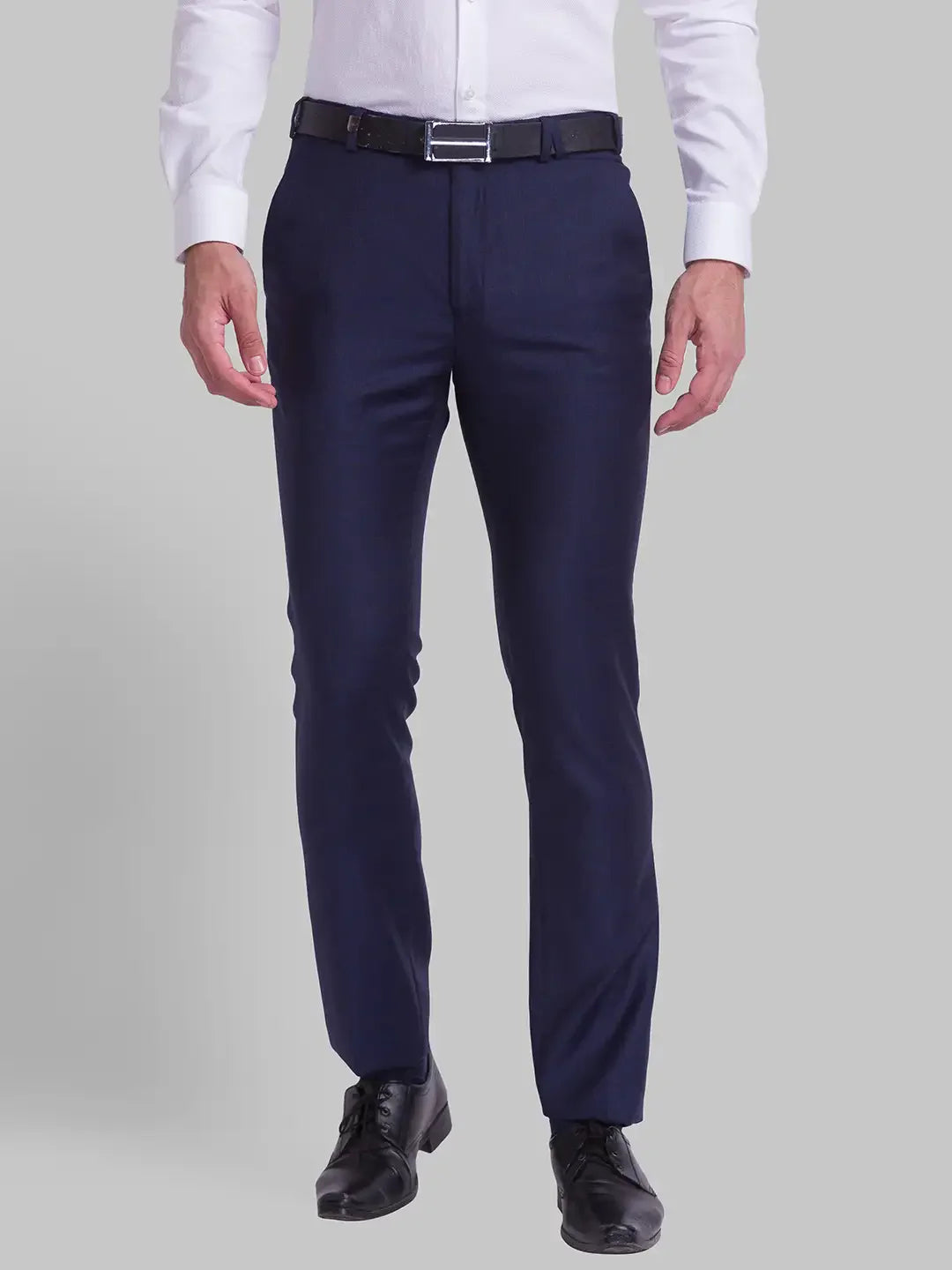 Men Blue Super Slim Fit Checks Polyester Blend Trouser