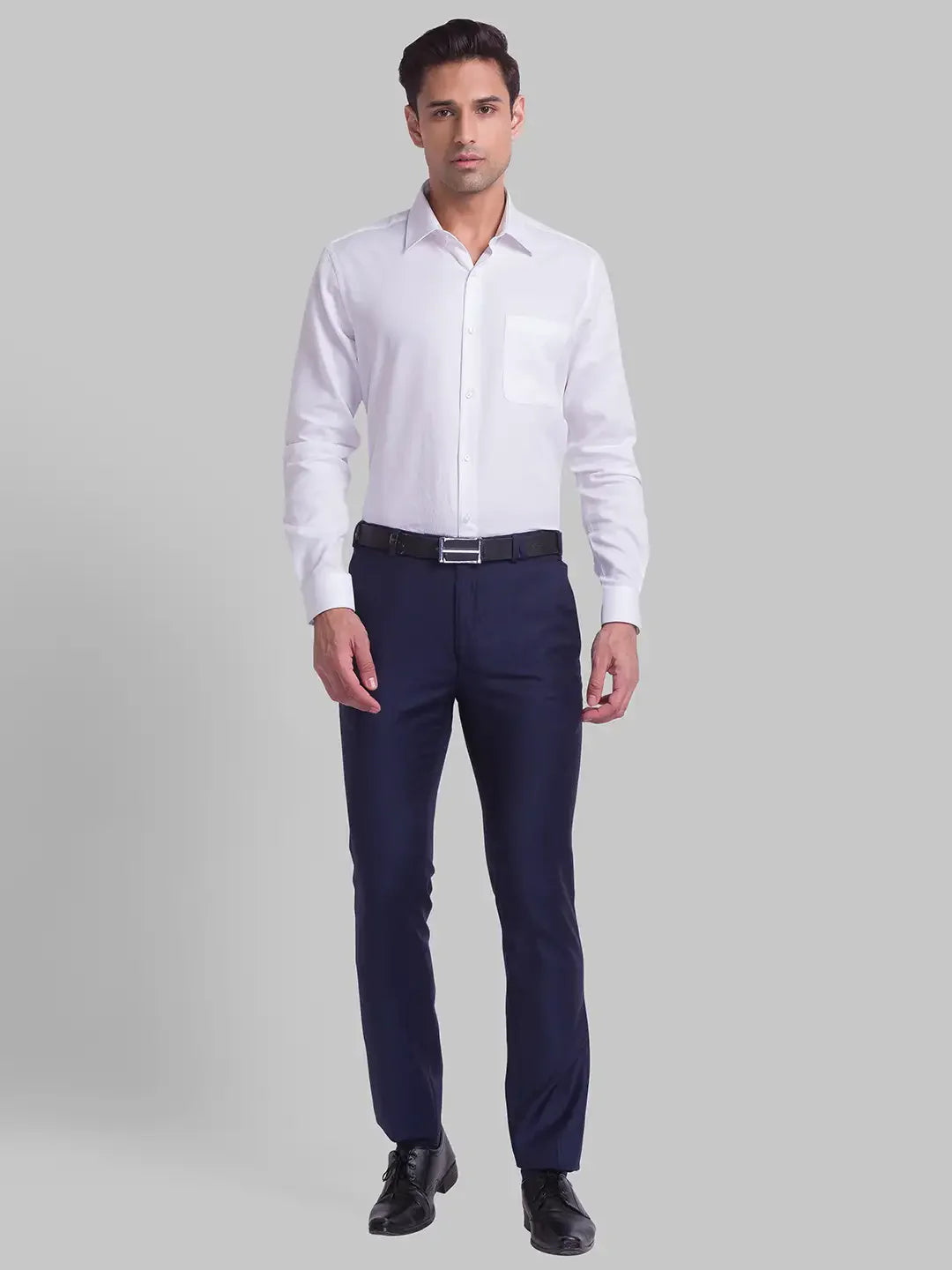 Men Blue Super Slim Fit Checks Polyester Blend Trouser