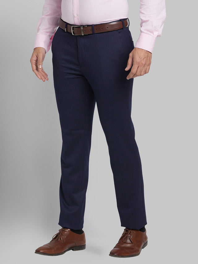 Park Avenue Men Blue Self Design Super Slim Fit Trouser