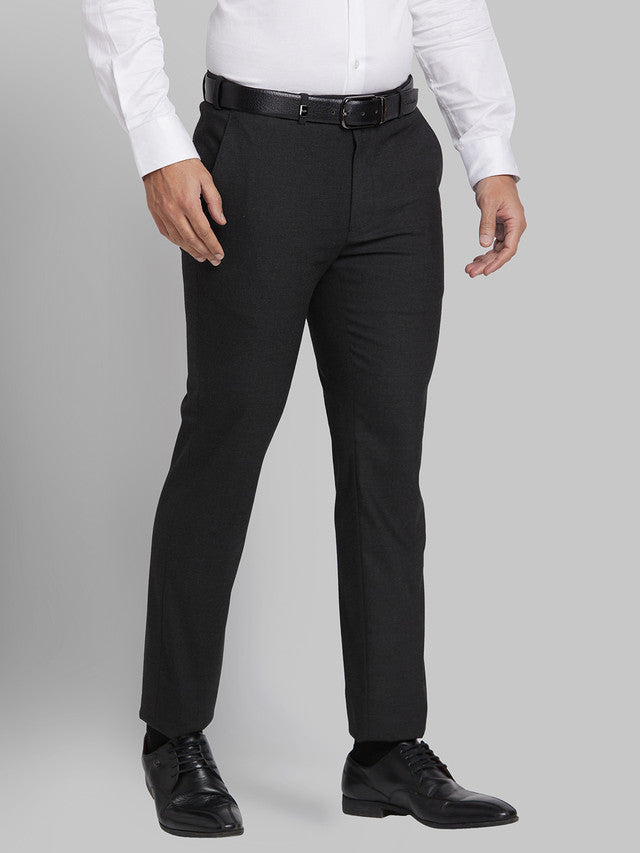 Park Avenue Men Black Solid Super Slim Fit Trouser