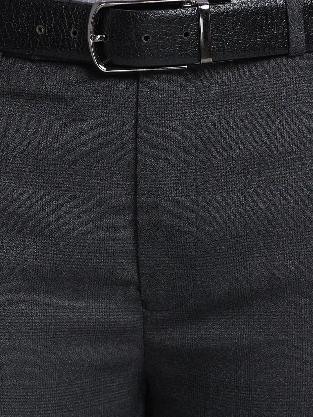 Men Grey Super Slim Fit Checks Polyester Blend Trouser