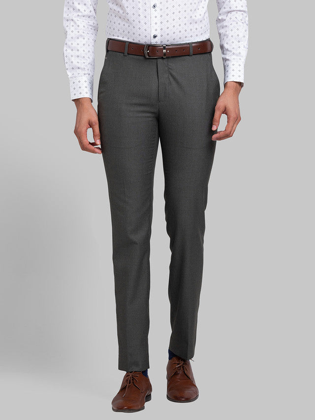 Park Avenue Men Green Solid Super Slim Fit Trouser