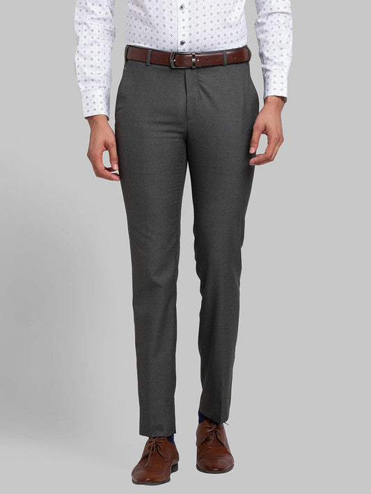 Park Avenue Men Green Solid Super Slim Fit Trouser