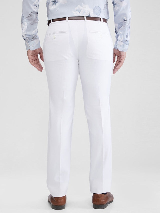 Park Avenue Men White Solid Slim Fit Trouser