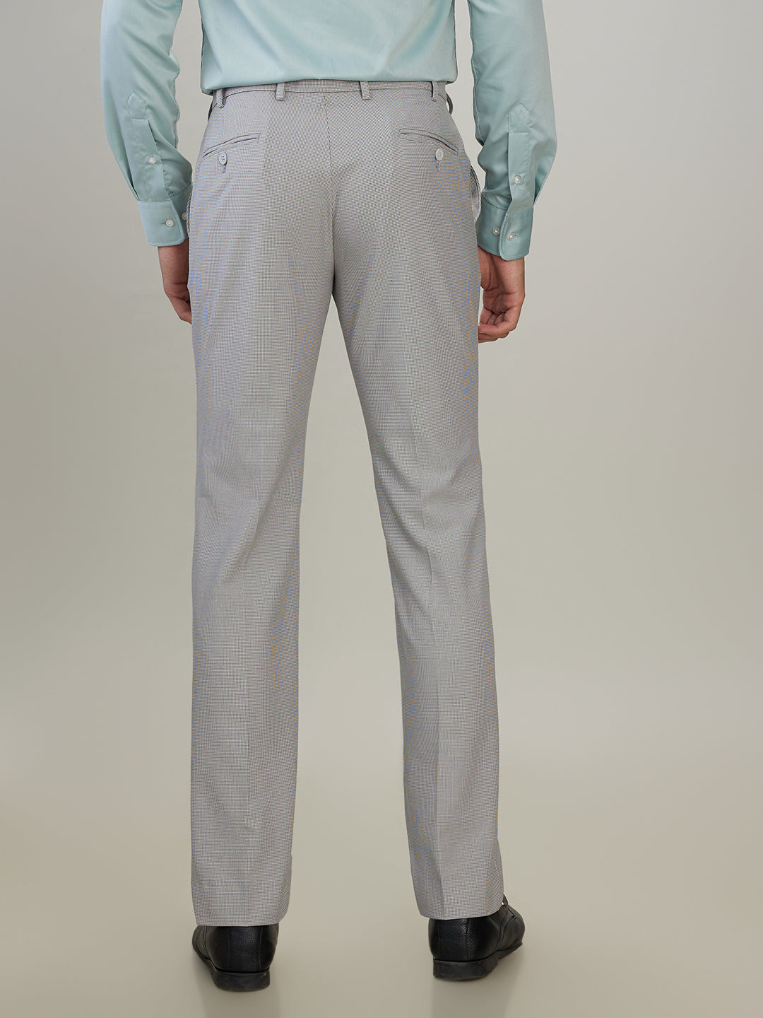 Park Avenue Men Grey Dobby Slim Fit Polyester Blend Trouser