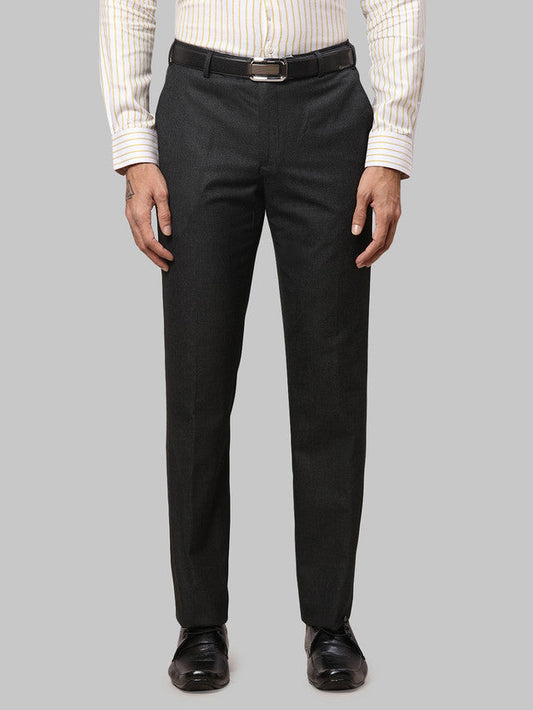 Park Avenue Men Grey Self Design Regular Fit Trouser
