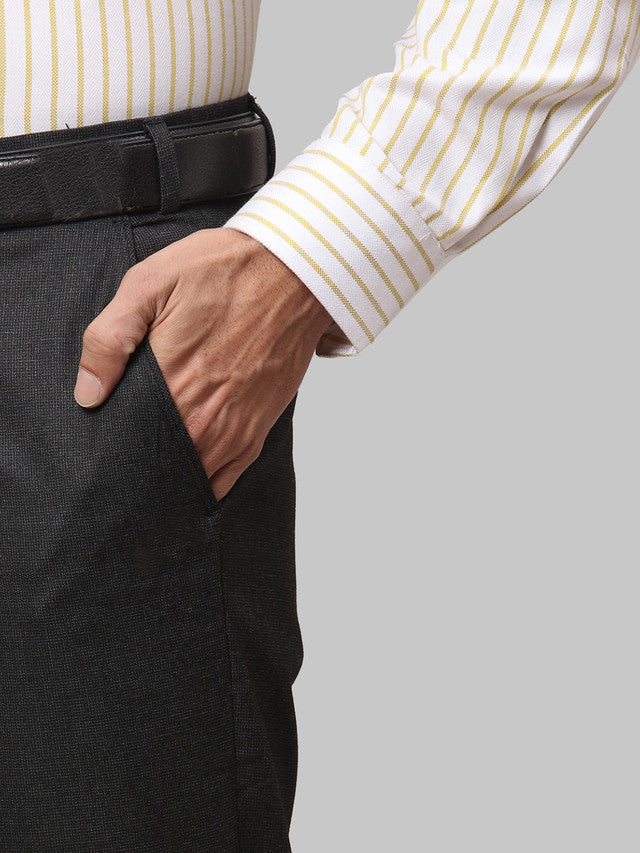 Park Avenue Men Grey Self Design Regular Fit Trouser