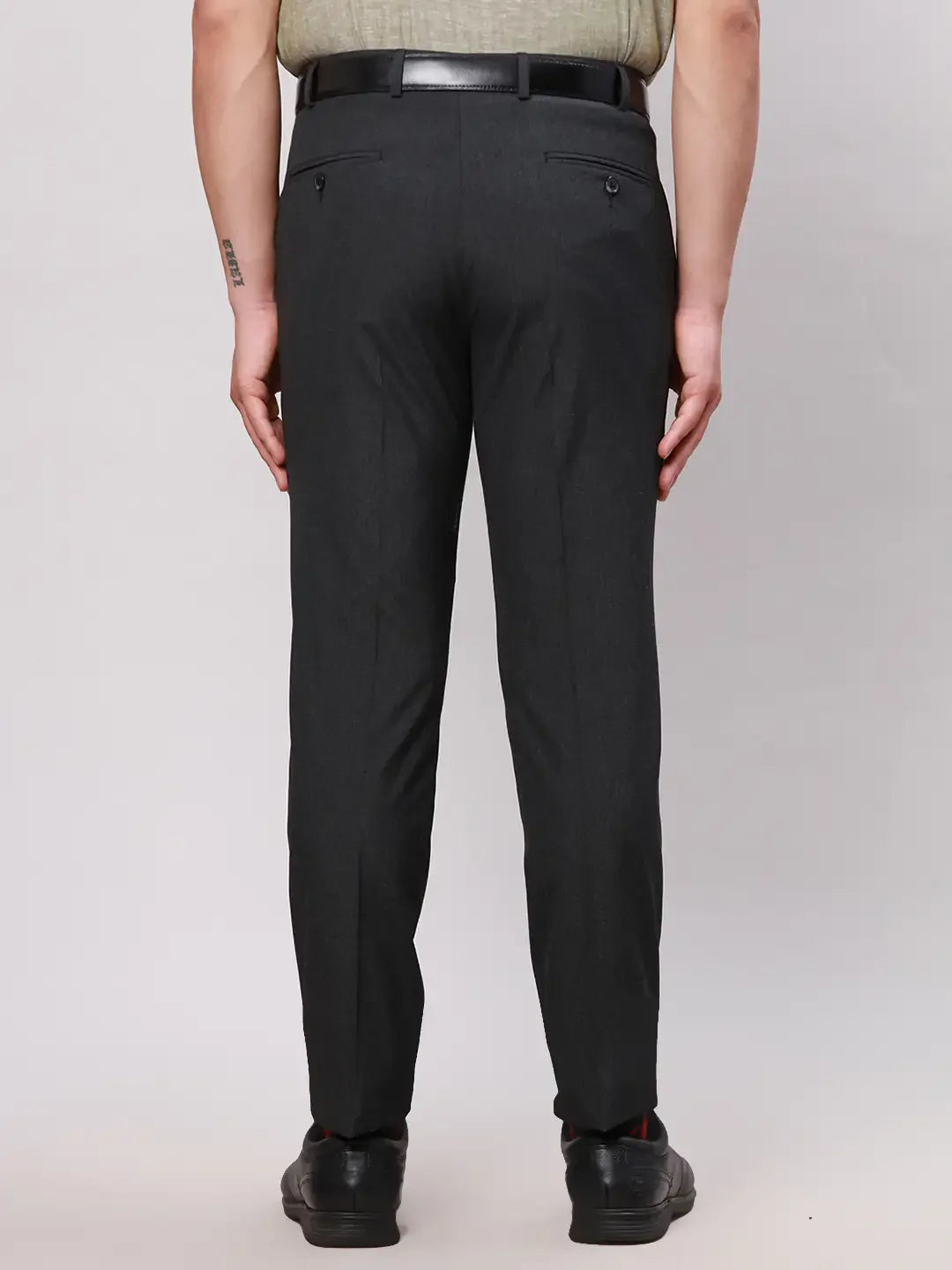 Park Avenue Men Grey Neo Fit Twill Polyester Blend Trouser