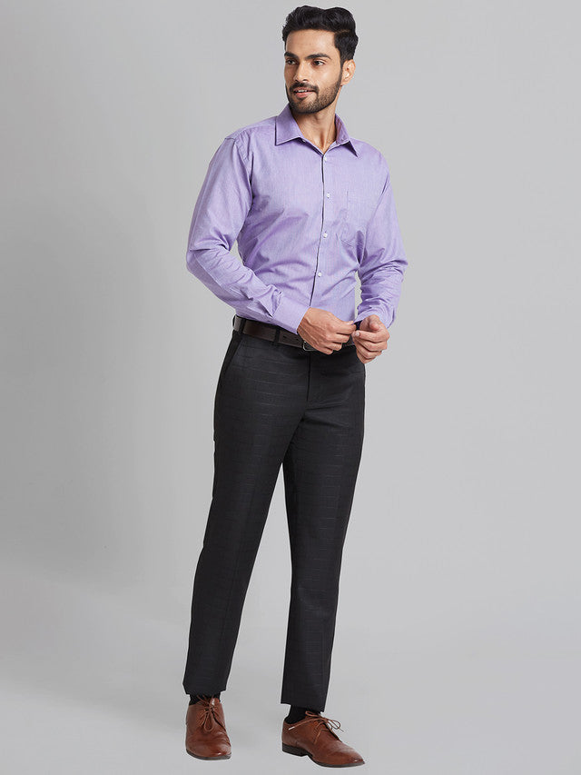 Park Avenue Men Black Checkered Regular Fit Trouser