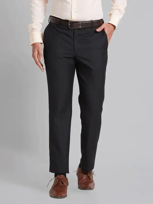 Park Avenue Men Black Smart Fit Checks Polyester Blend Trouser
