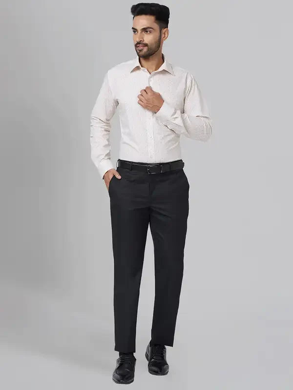 Park Avenue Men Black Smart Fit Structure Polyester Blend Trouser