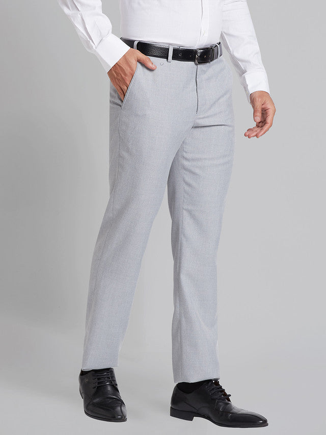 Park Avenue Men Grey Checks Smart Fit Polyester Blend Trouser