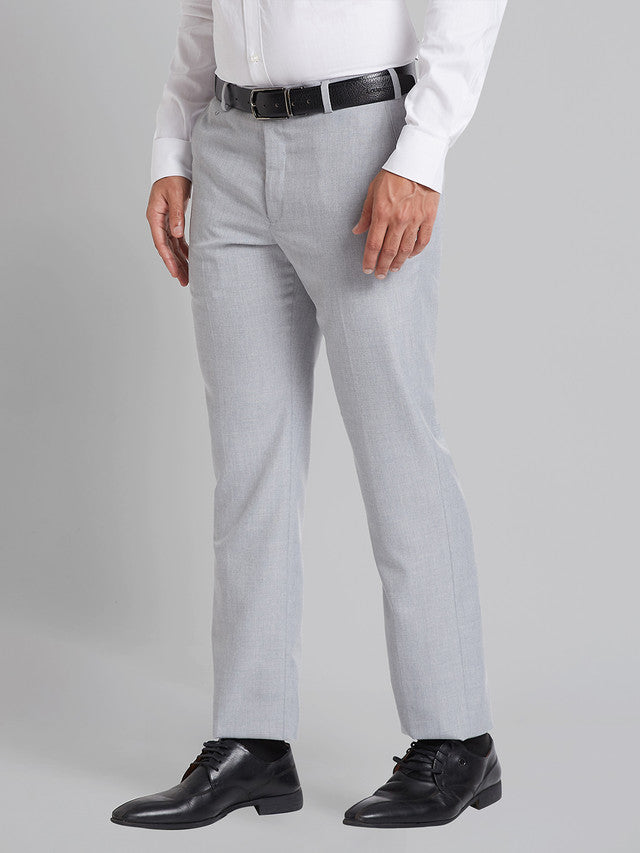 Park Avenue Men Grey Checks Smart Fit Polyester Blend Trouser