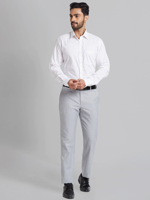Park Avenue Men Grey Checks Smart Fit Polyester Blend Trouser