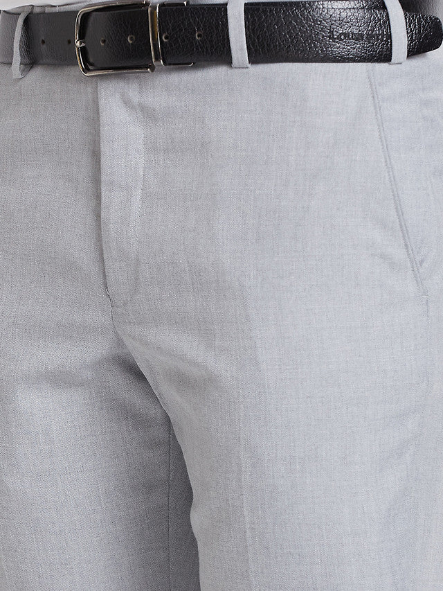 Park Avenue Men Grey Checks Smart Fit Polyester Blend Trouser